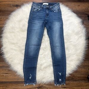 KanCan Stretchy Blue Denim Distressed Skinny Jeans size 5/26